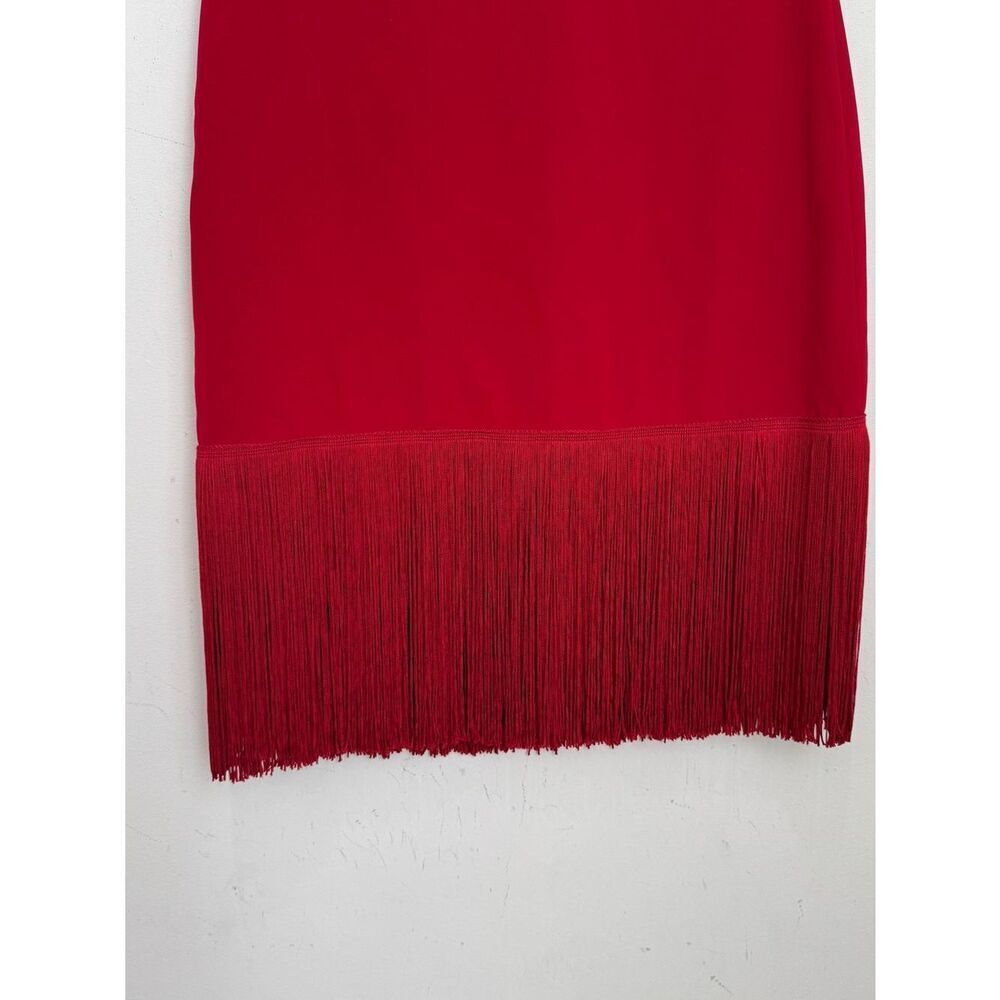 Marchesa Notte Silk pensil dress with fringe detail - Picture 8 of 8